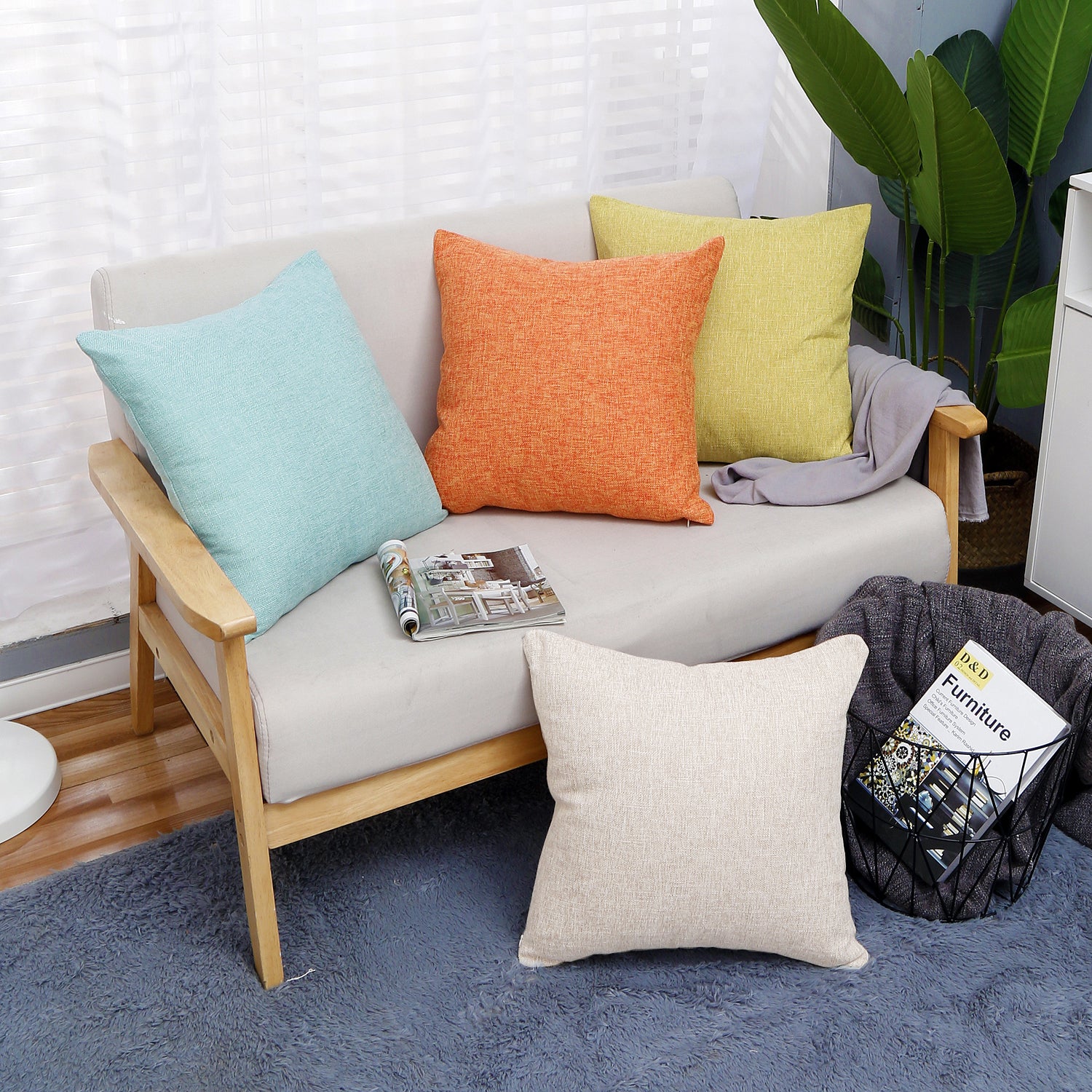 Modern Solid Cotton Linen Sofa Cushion Embrace Pillow 45x45cm/17.7x17.7''  Throw pillow Home Decoration Pillow Seat cushion